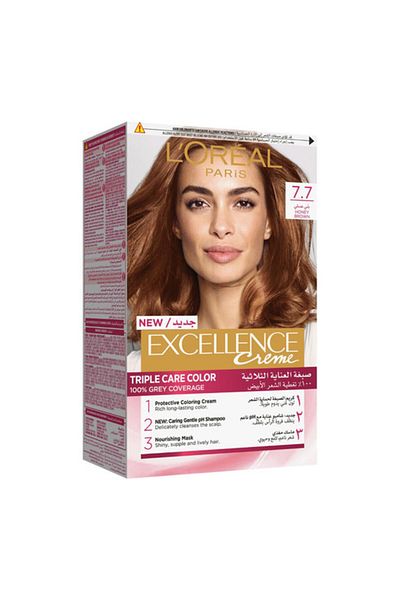 صبغة الشعر إكسلانس كريم، 7.7 بني عسلي L'oreal