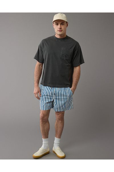 تي شيرت جيب كبير الحجم بنمط جرافيك AE - U-0181-3836 American Eagle