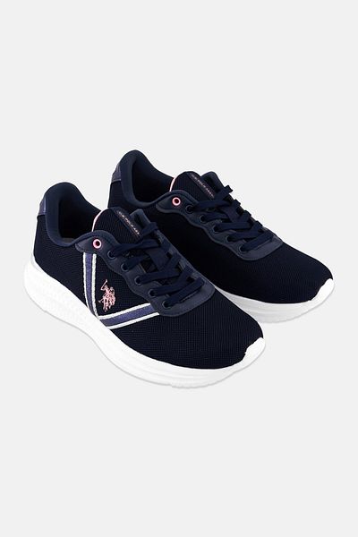 حذاء كاجوال نسائي برباط وشعار العلامة التجارية، أزرق داكن