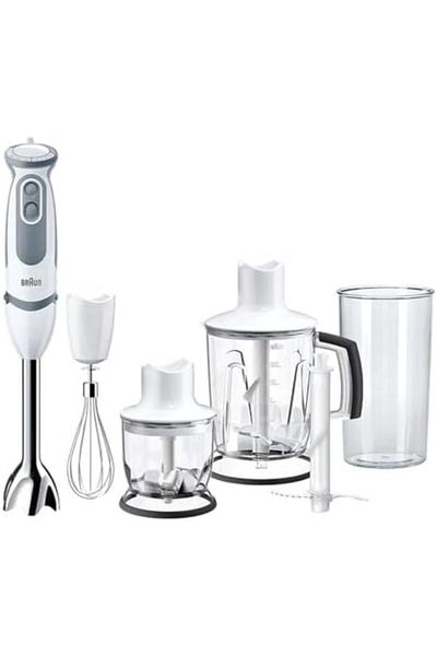 خلاط يدوي براون ملتي كويك 5 MQ 5245 فاريو، 1000 واط، 21 سرعة، تحكم في رش الماء - أبيض BRAUN