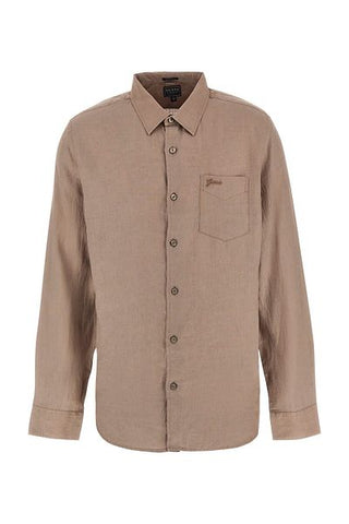 قميص رجالي عادي بلون القهوة M2YH44WERX0G1O5_LS ISLAND LINEN SHI