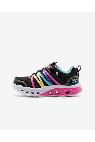Flutter Heart Lights - حذاء رياضي أسود مضاء للفتيات من Rainbow Bestie Big Girl303252إل بكمت Skechers