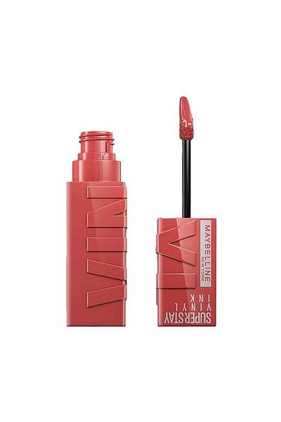 أحمر شفاه سائل لامع بلون الخوخ يدوم طويلاً من Super Stay Vinyl Ink 15 Peachy L'oreal