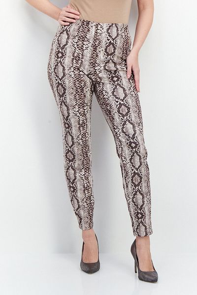 بنطلون نسائي بقصّة عادية بطبعات حيوانية، بني