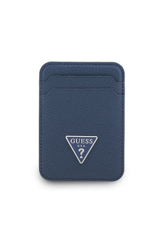 حامل بطاقات مغناطيسي من الجلد مرخص بغرفتين وشعار مثلث باللون الأزرق