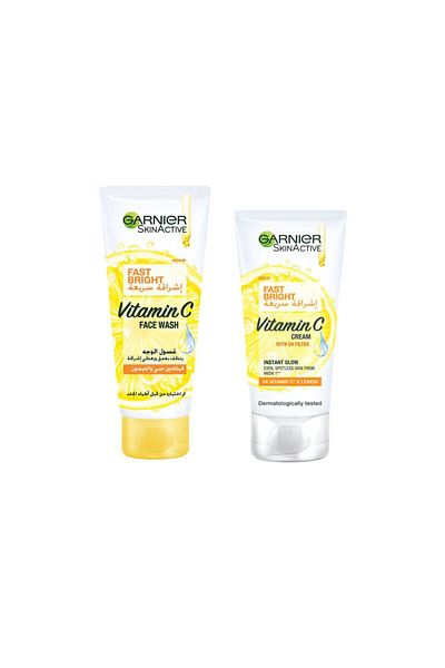 غسول الوجه سكين أكتيف فاست برايت بفيتامين سي 100 مل + كريم النهار سكين أكتيف فاست فيرنس 50 مل L'oreal