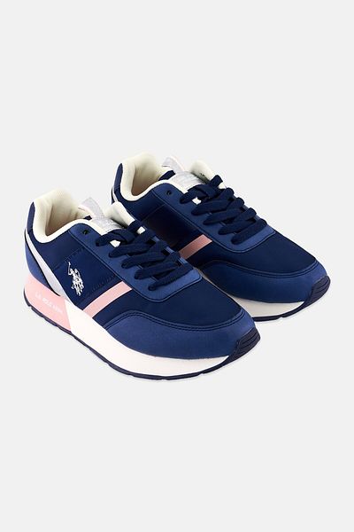 حذاء كاجوال نسائي من النايلون البيئي برباط من جلد السويد، أزرق