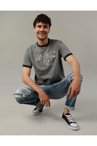 تي شيرت برسومات شعار AE Elevated American Eagle