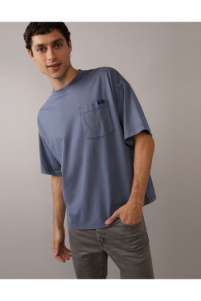 تي شيرت AE ثقيل الوزن كبير الحجم بجيوب U-1164-3766 American Eagle