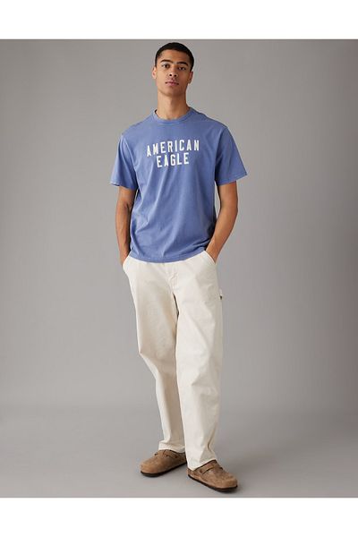 تي شيرت منقوش بشعار AE U-0181-3443-417 American Eagle