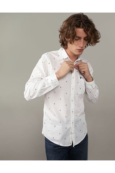 قميص AE Slim Fit U-0153-2580-101 للاستخدام اليومي American Eagle