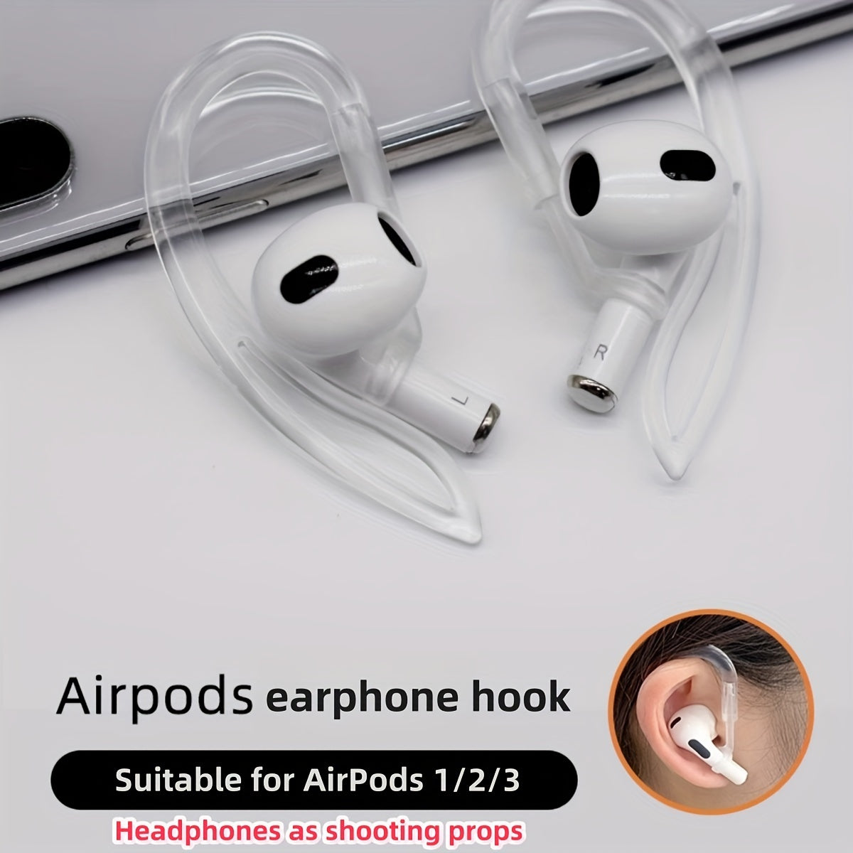 2/4 قطع من خطاف الأذن الشفاف لسماعات for airpods، ملحقات تعليق الأذن المصنوعة من مادة TPU المضادة للضياع متوافقة مع سماعات for airpods 1/2/3، خطافات حلق لغطاء الأذن