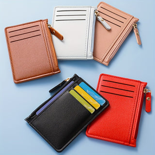 محفظة نسائية متعددة الفتحات لحمل البطاقات من مادة PU مع 8 فتحات للبطاقات + جيب متعدد الاستخدامات بسحاب