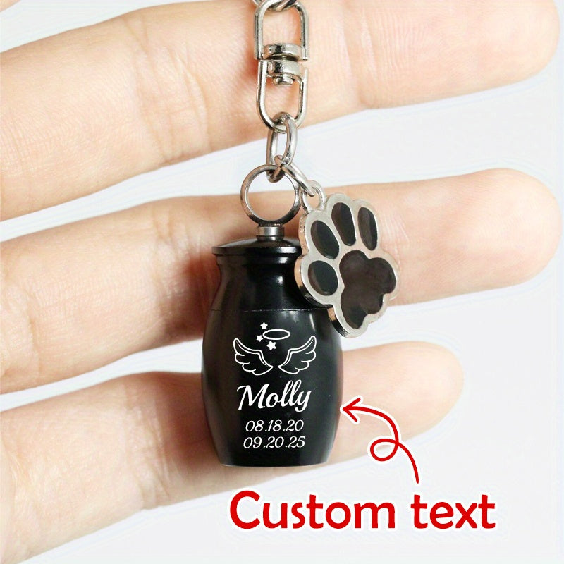 سلسلة مفاتيح من الفولاذ المقاوم للصدأ مطلية ومزينة بتصميم كلب - تصميم أسود أنيق ومتين، سلسلة مفاتيح تذكارية للكلاب