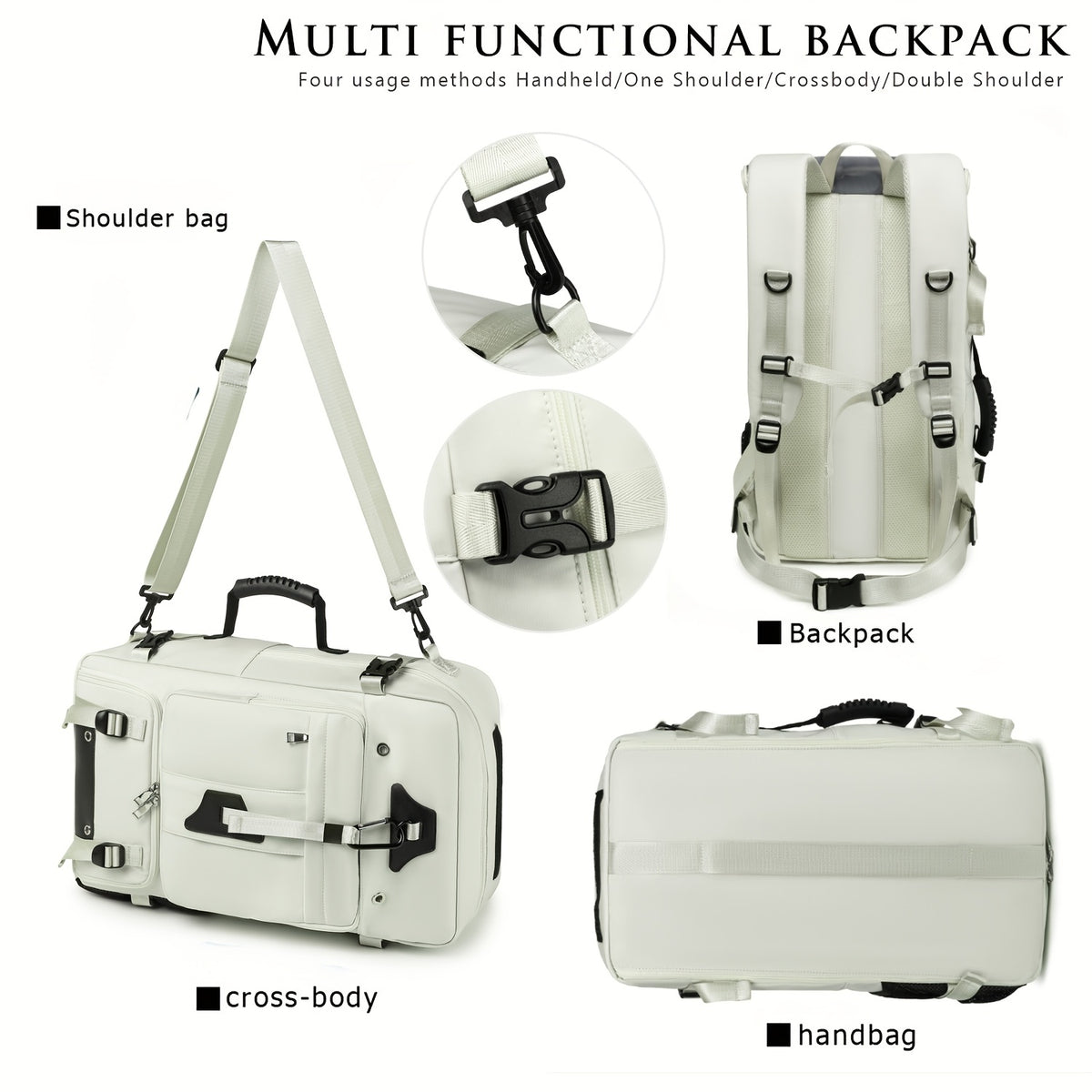 حقيبة سفر كبيرة السعة بتصميم كاجوال من قطعة واحدة، 3 في 1 متعددة الوظائف للفصل الجاف/الرطب في الرحلات التجارية، 35 لتر (تقريبًا 53 سم ارتفاع) حقيبة كتف للكمبيوتر المحمول للمشي في الهواء الطلق
