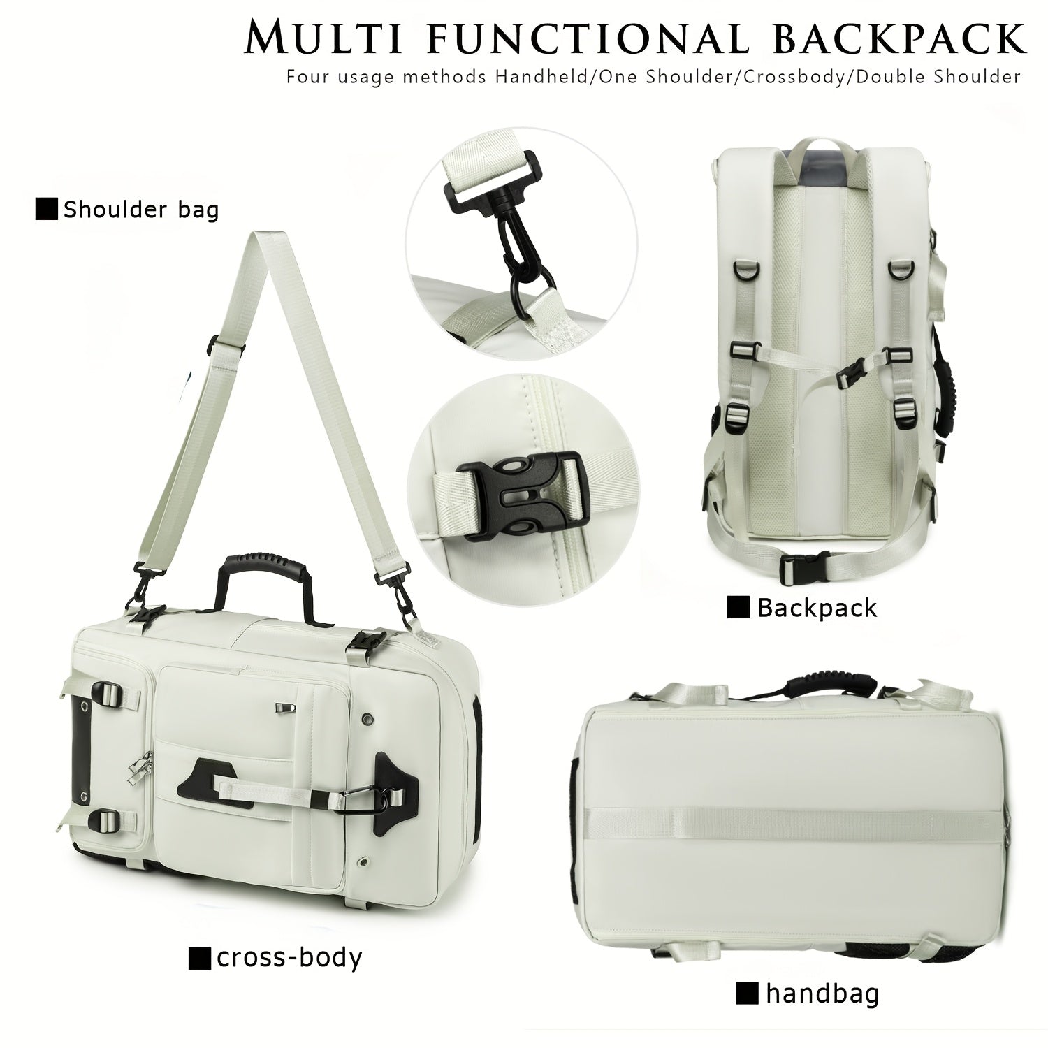 حقيبة سفر كبيرة السعة بتصميم كاجوال من قطعة واحدة، 3 في 1 متعددة الوظائف للفصل الجاف/الرطب في الرحلات التجارية، 35 لتر (تقريبًا 53 سم ارتفاع) حقيبة كتف للكمبيوتر المحمول للمشي في الهواء الطلق