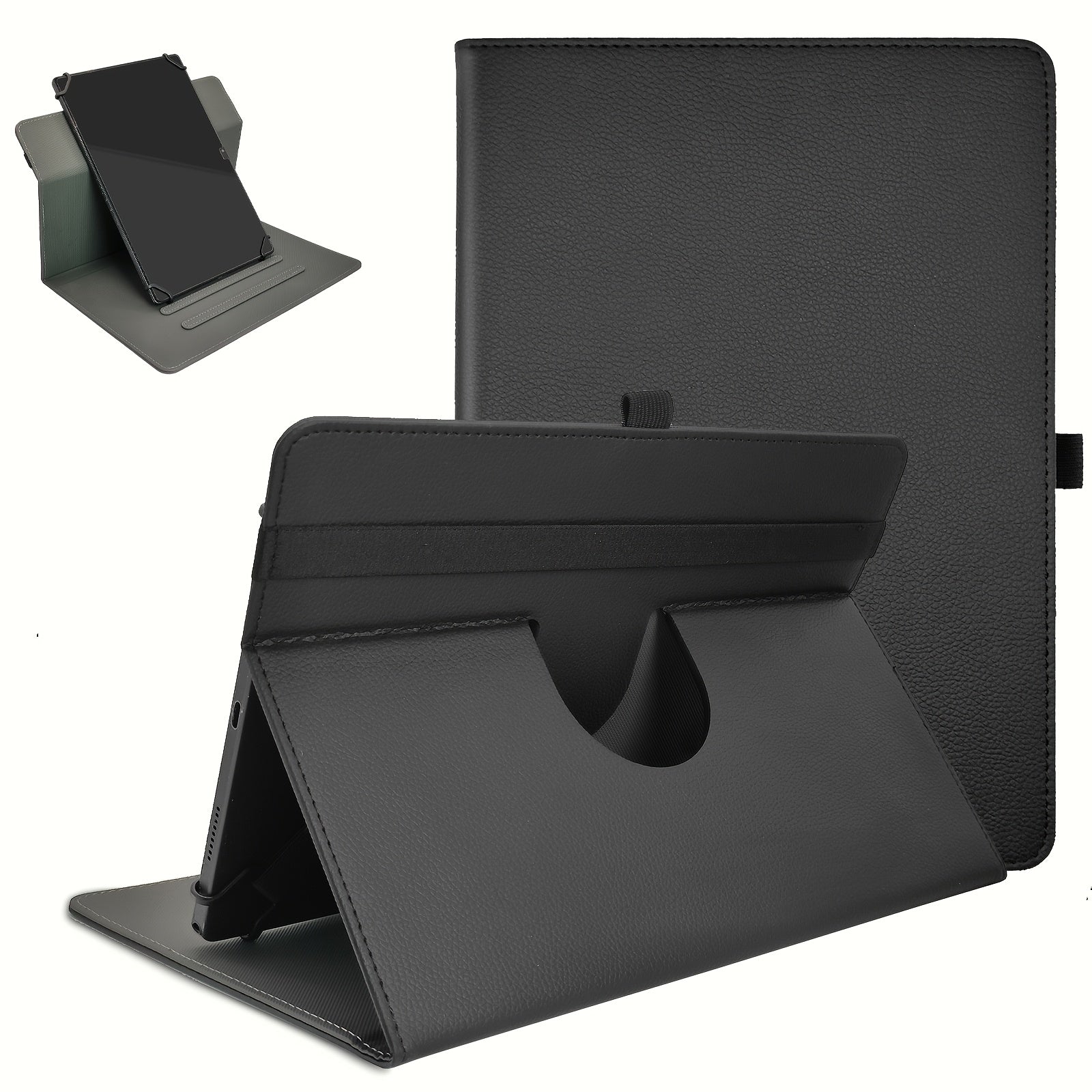 حافظة لوحي من الجلد الصناعي متعددة الاستخدامات لأجهزة أندرويد مقاس 22.86-25.65 سم، غطاء قاعدي دوار 360 درجة، حامل متعدد الزوايا للرؤية، تصميم أنيق، بدون بطارية، بدون شحن - متوافق مع أجهزة لوحية مقاس 22.86-27.94 سم. هدية مثالية لعيد الميلاد وهالوين