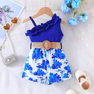 2024 كاجوال print بدون أكمام suspender lace conjoined بدلة for بنات breathable جديد ربيع and صيف clothes