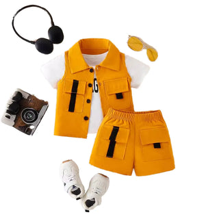 2024 صيف جديد cross-border e-commerce foreign trade hot-selling sports ولد clothing street super cool three-piece بدلة