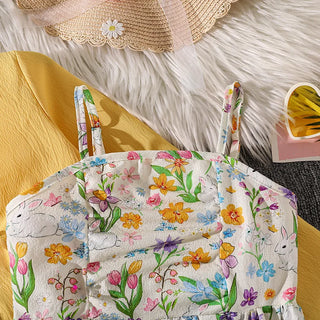 موضة 2025 خريف بنات clothing طقم cross-border بدلة floral pastoral ستايل أكمام طويلة أميرة جيب condole belt