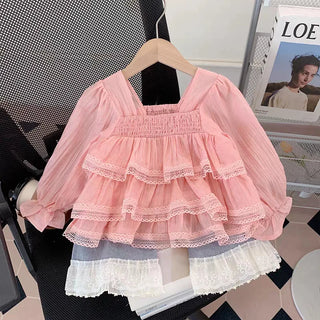 موضة 2025 خريف جديد cute lace jacket and jeans طقم قطعتين كاجوال foreign ستايل children's clothing for babies plus size