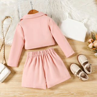 موضة 2025 خريف and شتاء جديد بنات' طقم بنات' lapel أكمام طويلةd jacket camisole inner جيب pants three piece طقم