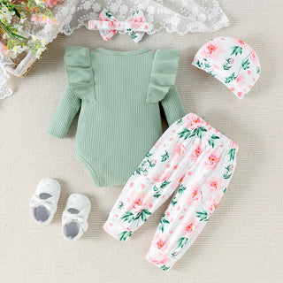 موضة 2025 كاجوال بنت بدلة baby harper bow pants hat and headdress طقم