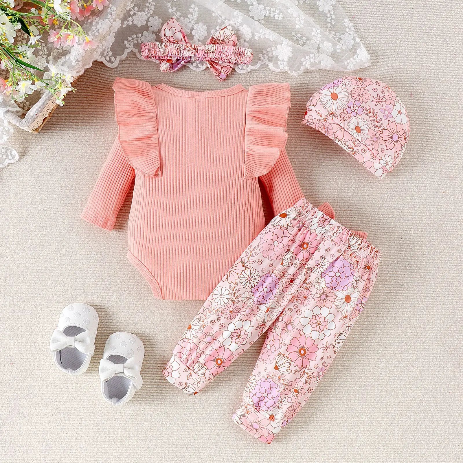 موضة 2025 كاجوال بنت بدلة baby harper bow pants hat and headdress طقم