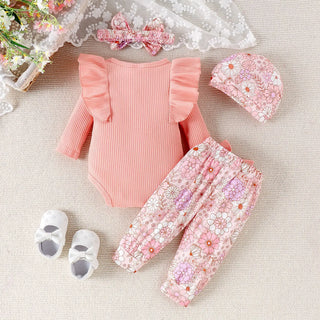 موضة 2025 كاجوال بنت بدلة baby harper bow pants hat and headdress طقم