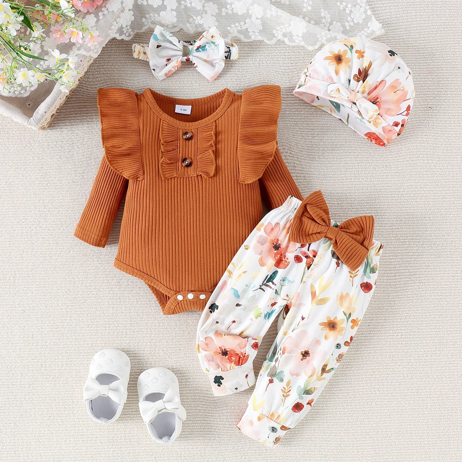 موضة 2025 كاجوال بنت بدلة baby harper bow pants hat and headdress طقم