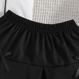 موضة 2025 بنات صيف كاجوال فستان simple line design with أكمام قصيرة توب and solid color lace جيب