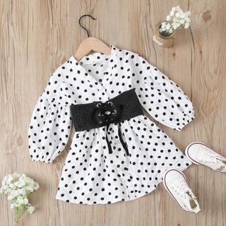 موضة 2025 بنات' صيف cotton print فستان odm supply belt decoration for children