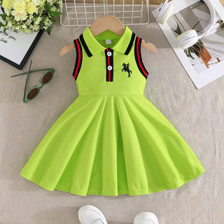 موضة 2025 بنات sweet cute صيف بدون أكمام فستان for pony embroidery فستان