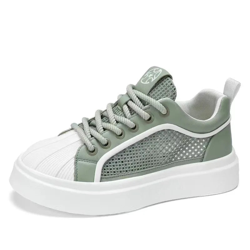 حذاء رياضي رجالي - أبيض – جلد صناعي، تهوية مريحة