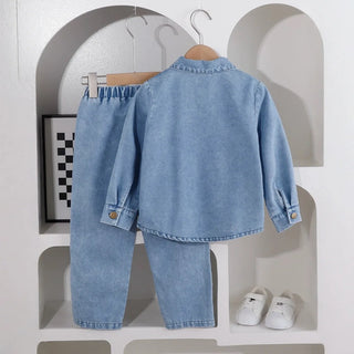 موضة 2025 جديد أولاد كاجوال دينم shirt coat large size children's كاجوال clothes for ربيع & خريف جديد arrival طقم