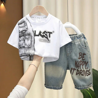 موضة 2025 جديد children's قصير-sleeved clothes for babies in صيف خفيف طقم قطعتين