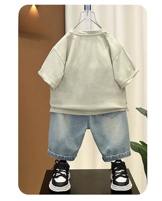 موضة 2025 جديد children's قصير-sleeved clothes for babies in صيف خفيف طقم قطعتين