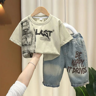 موضة 2025 جديد children's قصير-sleeved clothes for babies in صيف خفيف طقم قطعتين