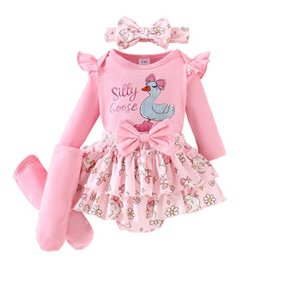 موضة 2025 جديد european american ستايل baby بنات' cotton أكمام طويلة ha outfit with snap button closure pink ربيع خريف collection