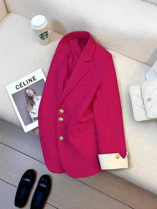 موضة 2025 جديد fashion office lady coat أكمام طويلة buttons pockets plus size توب ربيع خريف women blazer coat