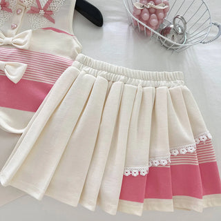 موضة 2025 جديد بنت صيف bow بليسيه جيب love بدلة little بنت كاجوال fashionable solid pattern أميرة foreign ستايل