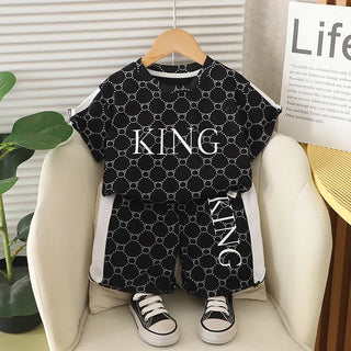موضة 2025 جديد letter print أولاد صيف بدلة كاجوال cotton children's wear أكمام قصيرة بدلة with korean ستايل