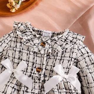 موضة 2025 جديد ربيع وخريف ستايل baby بنت baby أكمام طويلةd cardigan فستان with beret included