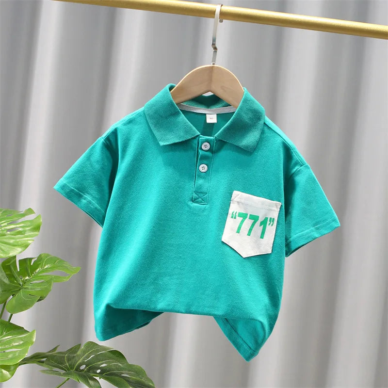 موضة 2025 جديد صيف polo shirt طقم for أولاد كاجوال print ستايل han fan cool handsome أكمام قصيرة clothes trendy for tides