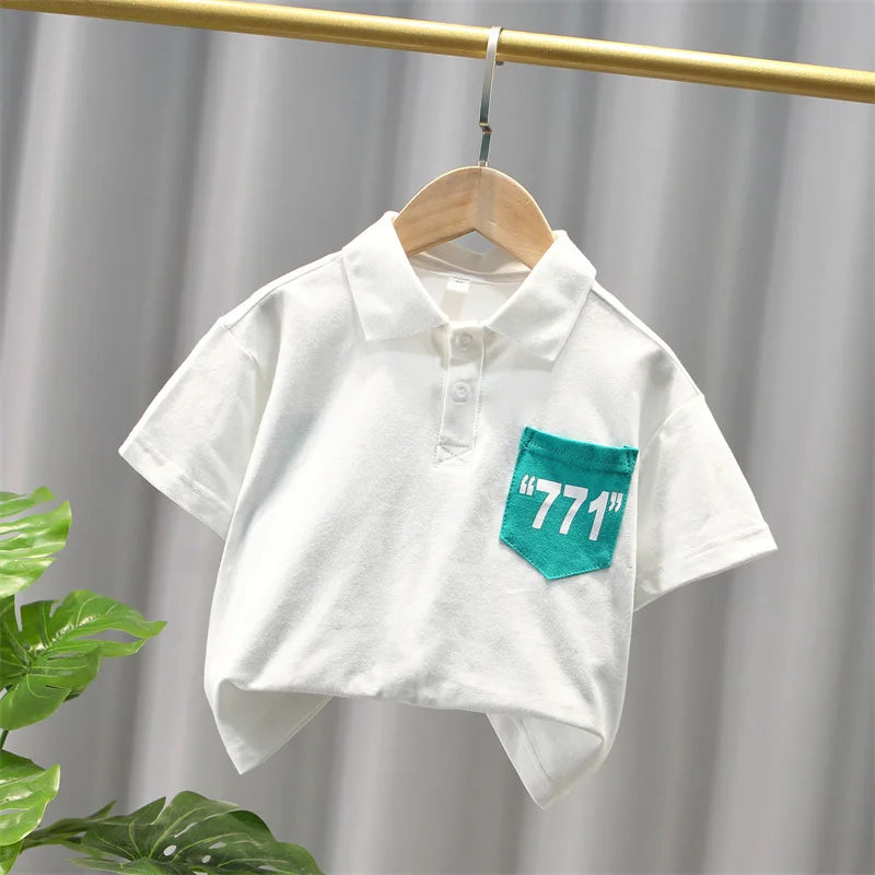 موضة 2025 جديد صيف polo shirt طقم for أولاد كاجوال print ستايل han fan cool handsome أكمام قصيرة clothes trendy for tides