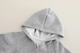 موضة 2025 ربيع جديد أولاد' and بنات' hooded zipper shirt أكمام طويلة طقم baby كاجوال pants طقم قطعتين