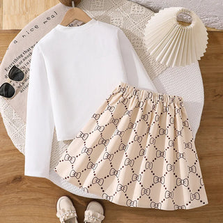 موضة 2025 ربيع وخريف جديد butterfly ربطة printed أكمام طويلة توب with hundred fold half جيب طقم قطعتين