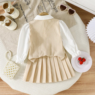 موضة 2025 ربيع وخريف جديد cherry pattern أكمام طويلة توب and بليسيه جيب 2-piece طقم