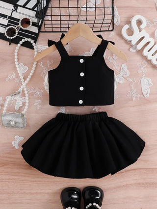 موضة 2025 صيف baby بنت floral توب with puffy جيب طقم قطعتين