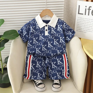 موضة 2025 صيف fashion أكمام قصيرة cotton polo shirt بدلة for أولاد children's صيف clothes